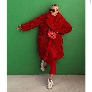 Topshop Big Borg Faux Fur Teddy Coat Size 2